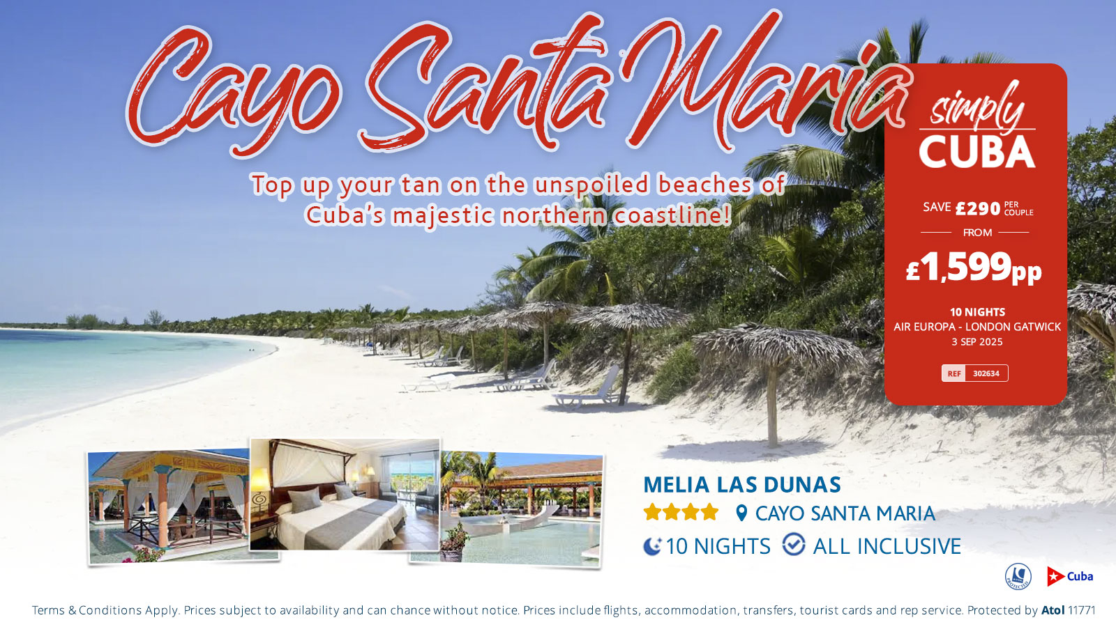 Top up your tan on the unspoiled beaches of Cuba’s majestic northern coastline!