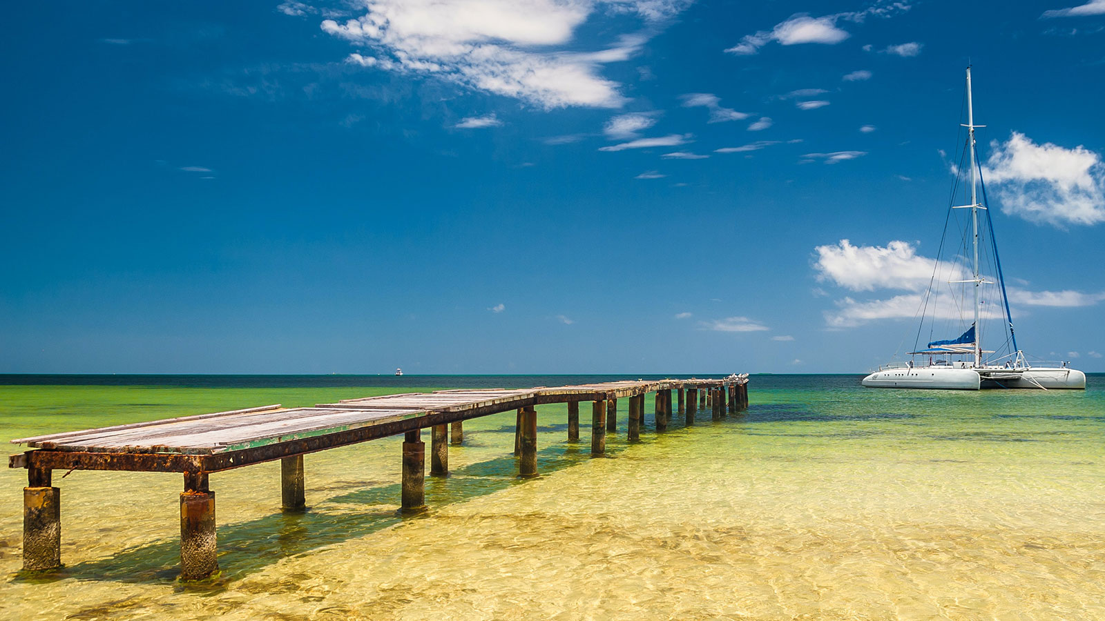 Catamaran in the waters of Playa Pilar in Cayo Guillermo, Cuba